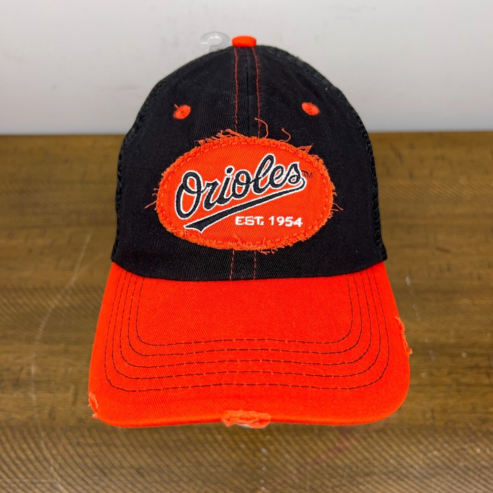Baltimore Orioles‎ Hat Black Orange Distressed Snapback Trucker Baseball Cap NEW